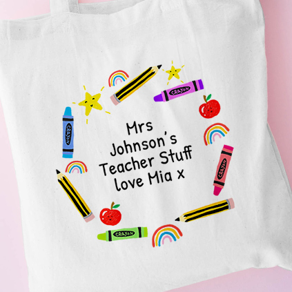 Personalised Thank You Teacher Rainbow Tote Bag