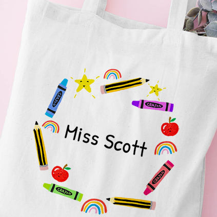 Personalised Thank You Teacher Rainbow Tote Bag