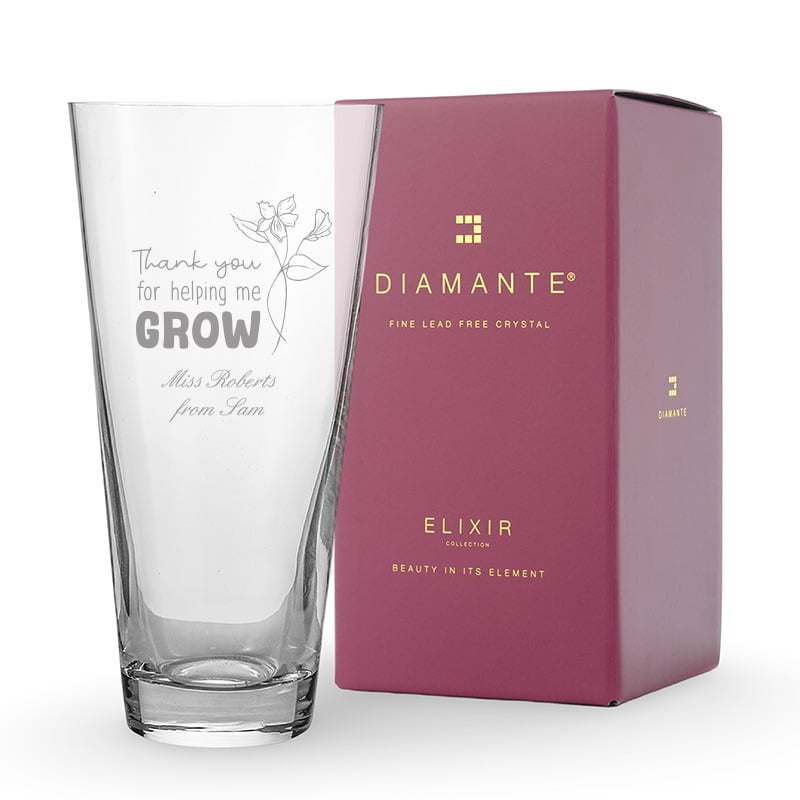 Personalised Conical Vase - Thank You For Helping Me Grow