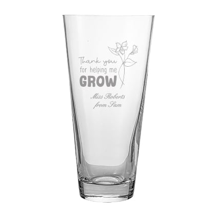 Personalised Conical Vase - Thank You For Helping Me Grow