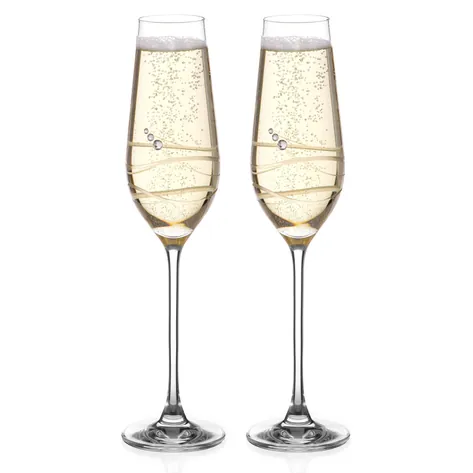 Personalised Venezia Champagne Flutes With Swarovski Crystals