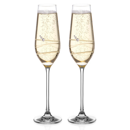 Personalised Venezia Champagne Flutes With Swarovski Crystals