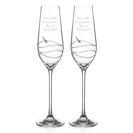 Personalised Venezia Champagne Flutes With Swarovski Crystals