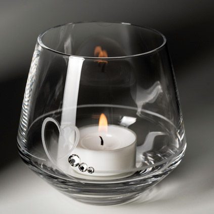 Personalised Heart Tea Light Holder Adorned With Swarovski Crystals