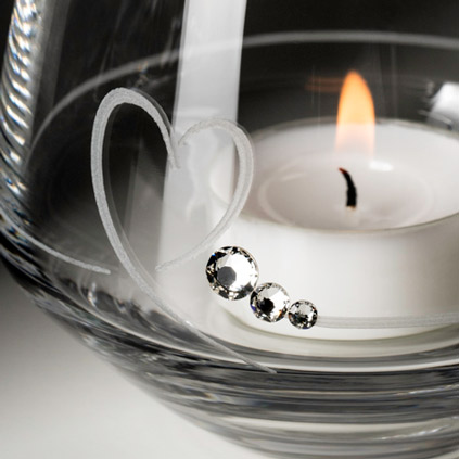 Personalised Heart Tea Light Holder Adorned With Swarovski Crystals