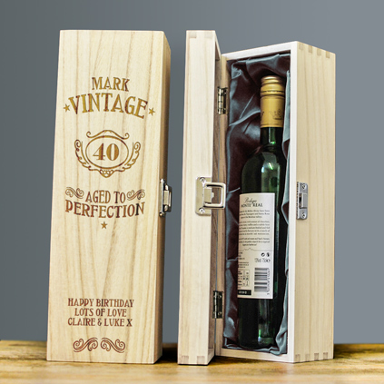 Personalised Wooden Wine Box - Birthday Gift