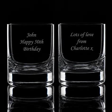 Personalised Wave Cut Engraved Whisky Set