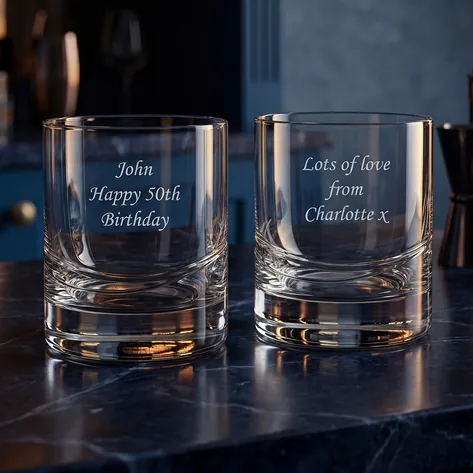 Personalised Wave Cut Engraved Whisky Set