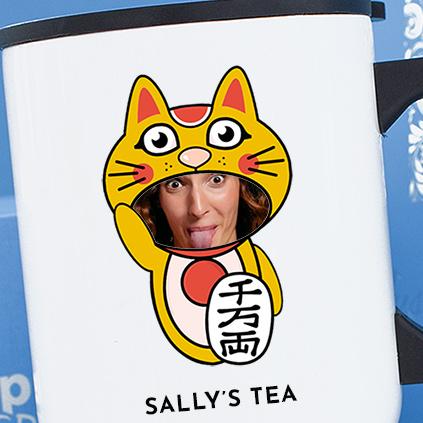 Personalised Chinese Lucky Cat Photo Upload 14oz Travel Mug