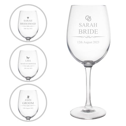 Personalised Wedding Wine Glass Choose Your Design