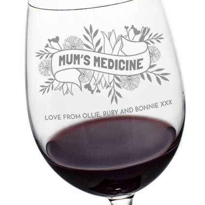 Personalised Mum's Medicine Wine Glass