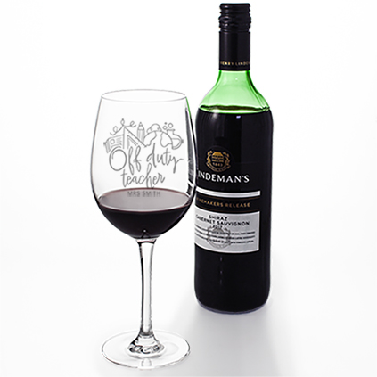Personalised Off Duty Teacher Wine Glass