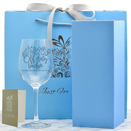 Personalised Off Duty Teacher Wine Glass