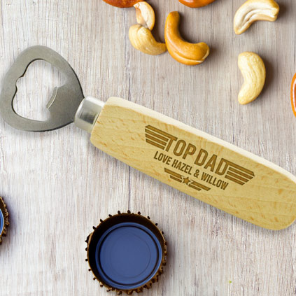 Personalised Top Dad Wooden Bottle Opener