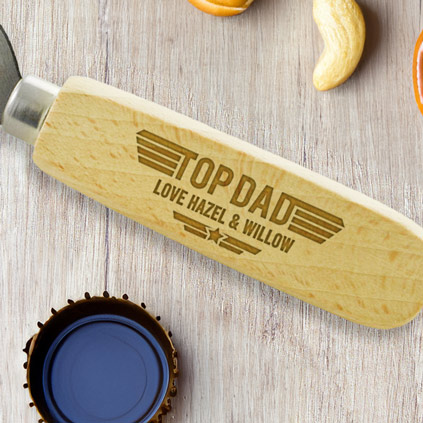 Personalised Top Dad Wooden Bottle Opener