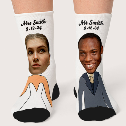 Personalised Photo Socks For Bride And Groom