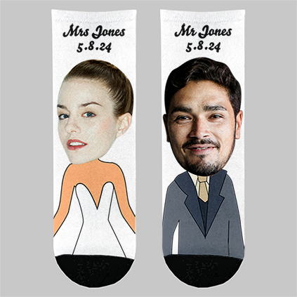 Personalised Photo Socks For Bride And Groom