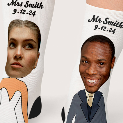 Personalised Photo Socks For Bride And Groom