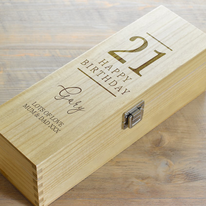 Happy 21st Birthday Personalised Wine Box