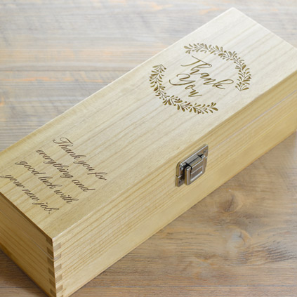 Personalised Wooden Wine Box - Thank You Gift