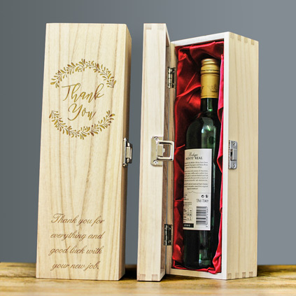 Personalised Wooden Wine Box - Thank You Gift