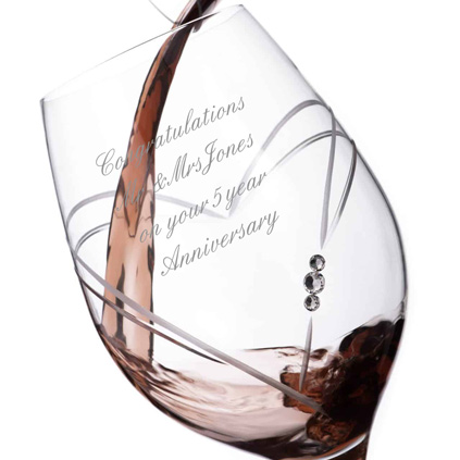 Personalised Heart Wine Glasses With Swarovski Elements