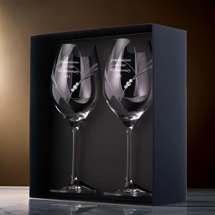 Personalised Heart Wine Glasses With Swarovski Elements
