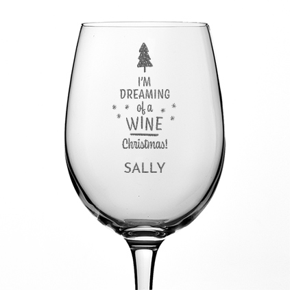 Personalised Dreaming Of A Wine Christmas Wine Glass