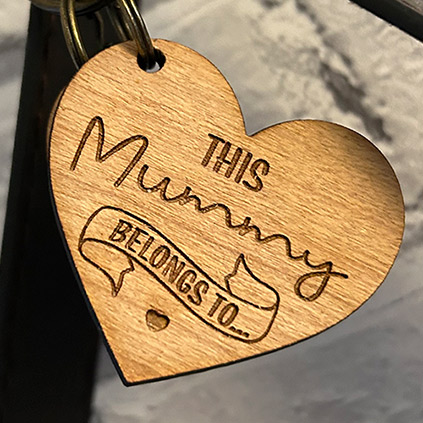 Personalised Wooden This Mummy Belongs To Heart Keyring