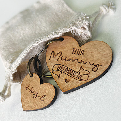 Personalised Wooden This Mummy Belongs To Heart Keyring