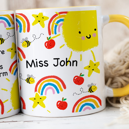 Personalised Thank You Teacher Rainbow Mug