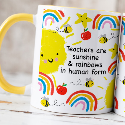 Personalised Thank You Teacher Rainbow Mug