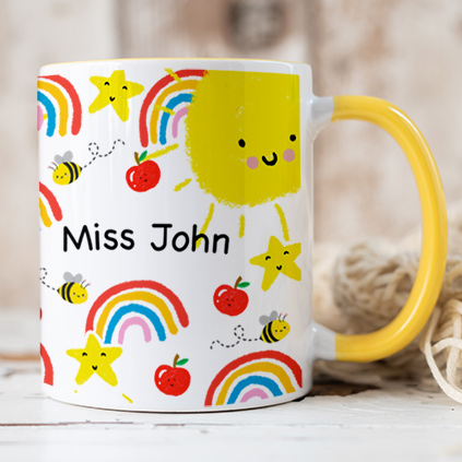 Personalised Thank You Teacher Rainbow Mug