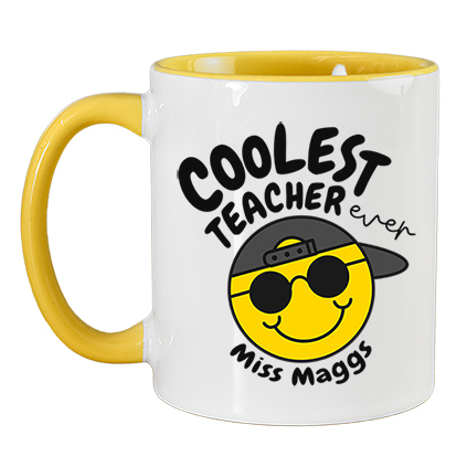 Personalised Coolest Teacher Ever Yellow Mug