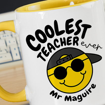 Personalised Coolest Teacher Ever Yellow Mug