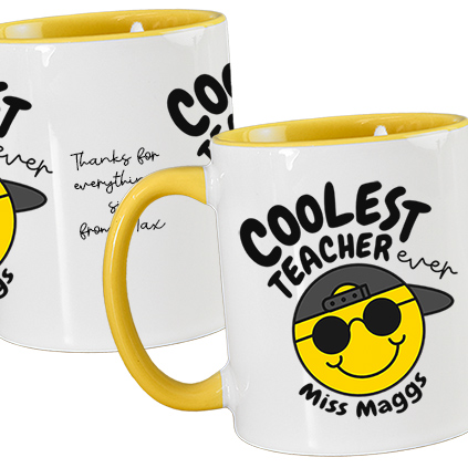 Personalised Coolest Teacher Ever Yellow Mug