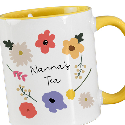 Personalised Rainbow Flowers Yellow Mug