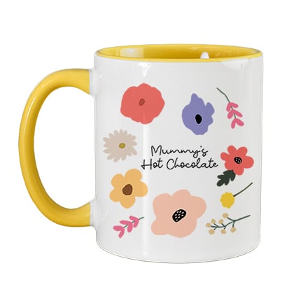 Personalised Rainbow Flowers Yellow Mug