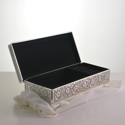 Silver Antique Personalised Jewellery Box