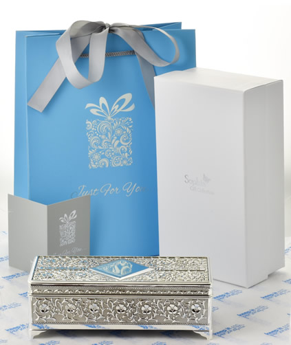 Silver Antique Personalised Jewellery Box