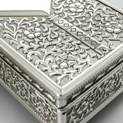 Silver Antique Personalised Jewellery Box