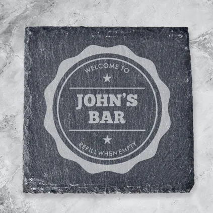 Personalised Bar Slate Coaster Home Bar Gift