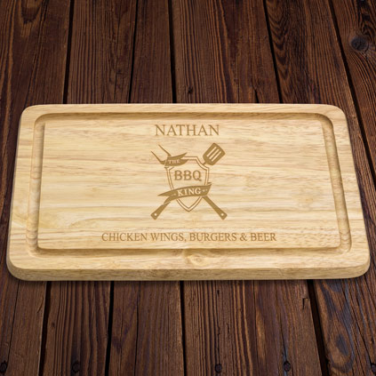 Personalised Wooden Chopping Board - The BBQ King Crest