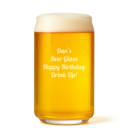 Personalised Beer Can Glass Any Message Engraved