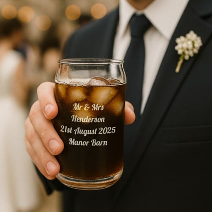 Personalised Beer Can Glass Any Message Engraved