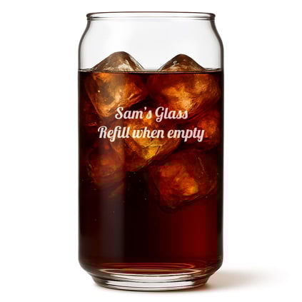 Personalised Beer Can Glass Any Message Engraved