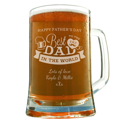 Personalised Best Dad In The World Engraved Pint Tankard
