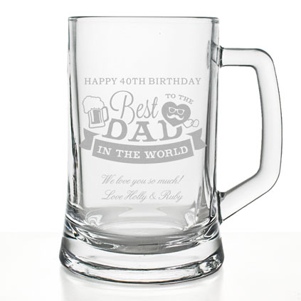 Personalised Best Dad In The World Engraved Pint Tankard