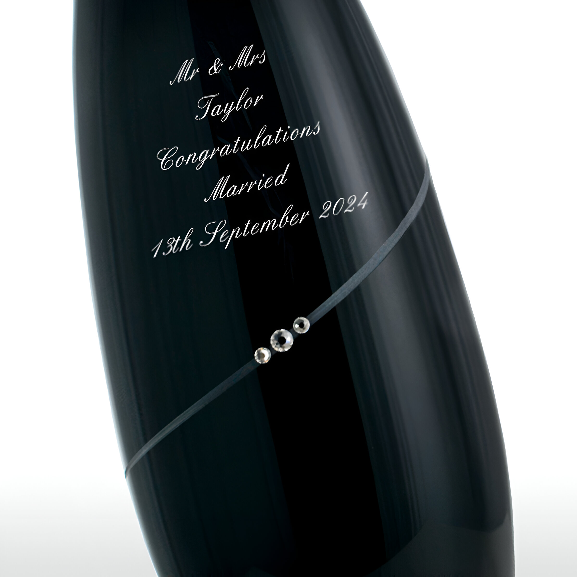 Engraved Black Crystal Vase With Swarovski Elements