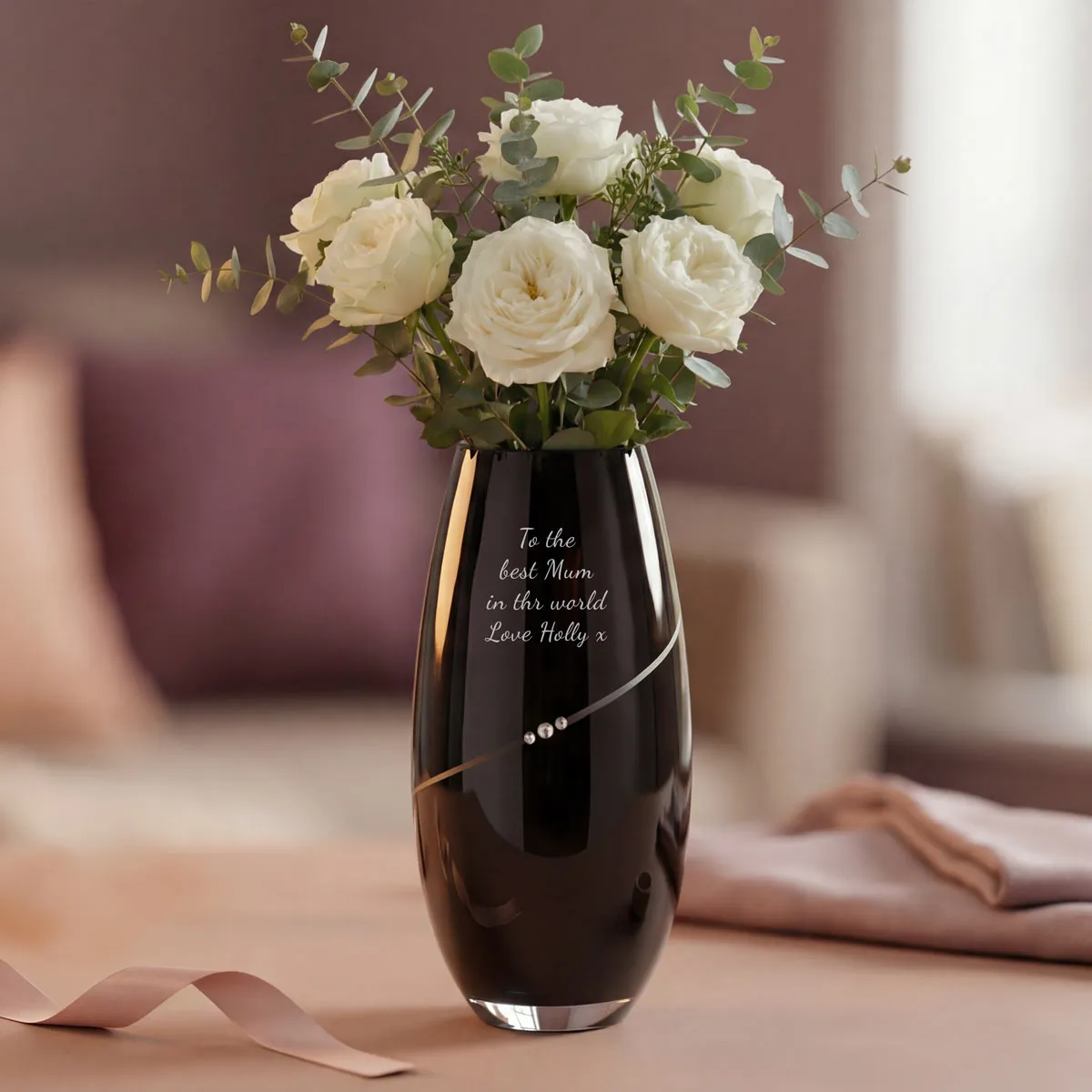 Black Crystal Vase With Swarovski Elements